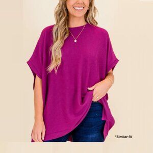 Francesca’s Women’s Raspberry Soft Knit High Neck Pullover Sweater/Tunic OneSize